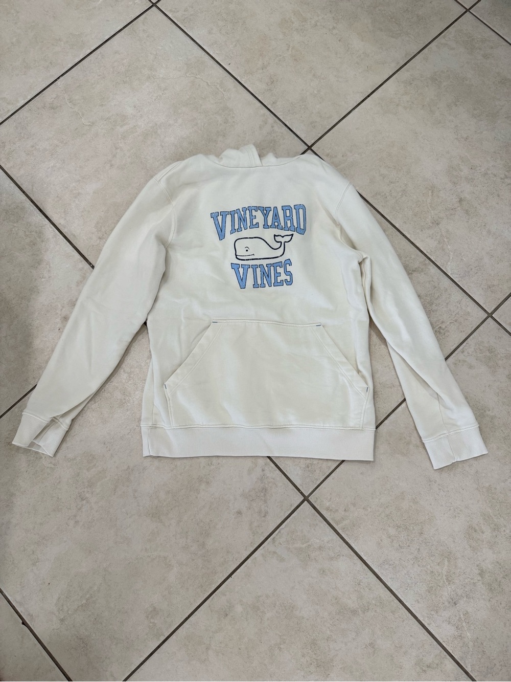 Vineyard Vines Cream Crewneck Sweatshirt with Light Blue Logo